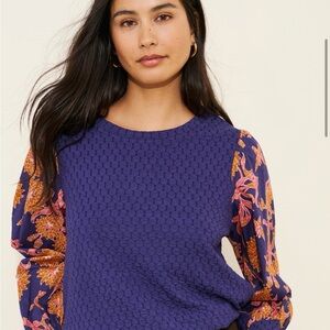 Women's Purple Textured Mixed-Sleeve Blouse